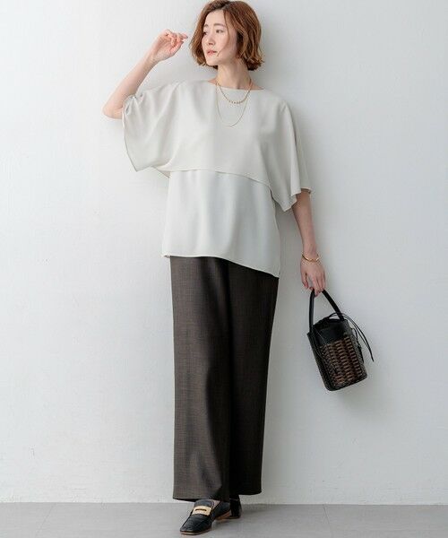 S size ONWARD(小さいサイズ) / エスサイズオンワード カットソー | 【新色追加】ストレッチジョーゼット  ケープデザイン カットソー | 詳細15