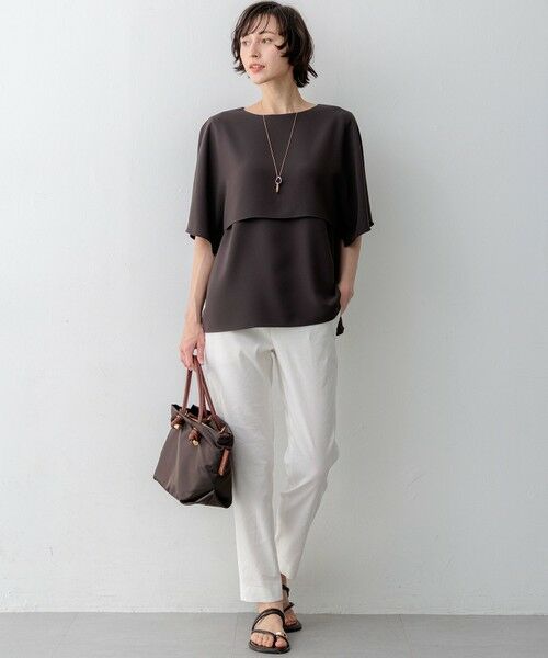 S size ONWARD(小さいサイズ) / エスサイズオンワード カットソー | 【新色追加】ストレッチジョーゼット  ケープデザイン カットソー | 詳細21