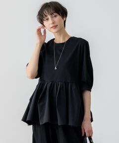 S size ONWARD(小さいサイズ) / エスサイズオンワード カットソー | 【GLOW8月号掲載/洗える】ランダムフリルジャージー ペプラム カットソー