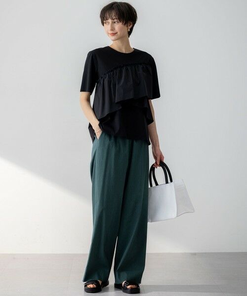 S size ONWARD(小さいサイズ) / エスサイズオンワード カットソー | 【汗じみ防止/洗える】ランダムフリルジャージー ドッキング カットソー | 詳細7