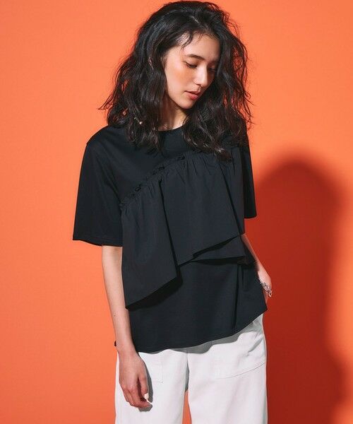 S size ONWARD(小さいサイズ) / エスサイズオンワード カットソー | 【汗じみ防止/洗える】ランダムフリルジャージー ドッキング カットソー | 詳細6