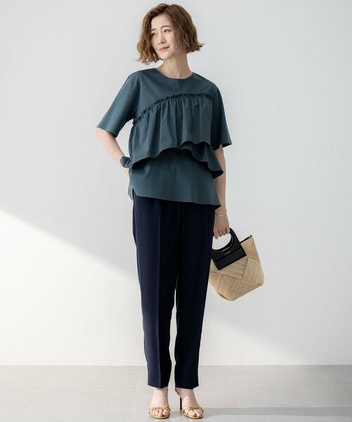 S size ONWARD(小さいサイズ) / エスサイズオンワード カットソー | 【汗じみ防止/洗える】ランダムフリルジャージー ドッキング カットソー | 詳細9