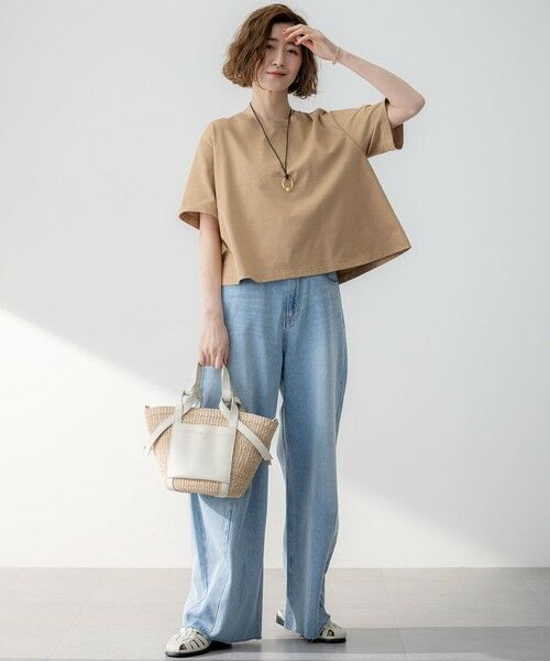 S size ONWARD(小さいサイズ) / エスサイズオンワード カットソー | 【GLOW6月号掲載/洗える】スビンギザコットン クロップド Tシャツ | 詳細7