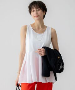 S size ONWARD(小さいサイズ) / エスサイズオンワード タンクトップ | 【洗える】ナチュラルコットンベア タフタコンビ タンクトップ