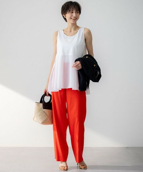 S size ONWARD(小さいサイズ) / エスサイズオンワード タンクトップ | 【洗える】ナチュラルコットンベア タフタコンビ タンクトップ | 詳細1