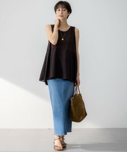 S size ONWARD(小さいサイズ) / エスサイズオンワード タンクトップ | 【洗える】ナチュラルコットンベア タフタコンビ タンクトップ | 詳細18