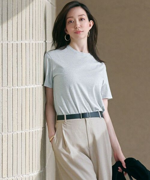 S size ONWARD(小さいサイズ)/エスサイズオンワード 【洗える】ラメジャージ TEE シルバー系 32 S size ONWARD(小さいサイズ)/エスサイズオンワード 【洗える】ラメジャージ TEE シルバー系 32