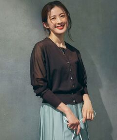 S size ONWARD(小さいサイズ) / エスサイズオンワード カーディガン・ボレロ | 【洗える】シャイニーシアー ドルマンスリーブ カーディガン