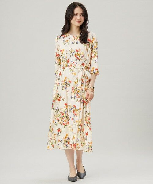 S size ONWARD(小さいサイズ) / エスサイズオンワード ロング・マキシ丈ワンピース | 【洗える】フラワーガーデンプリント ワンピース | 詳細1