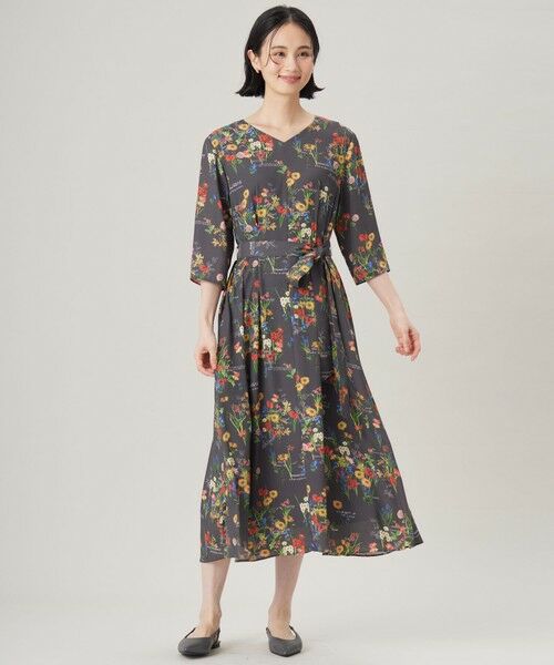 S size ONWARD(小さいサイズ) / エスサイズオンワード ロング・マキシ丈ワンピース | 【洗える】フラワーガーデンプリント ワンピース | 詳細4