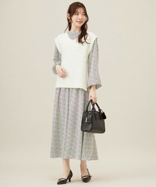 S size ONWARD(小さいサイズ) / エスサイズオンワード セットアップ | 【洗える】フラワープリントワンピース × ニットベスト セット | 詳細1