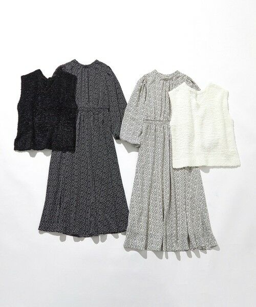 S size ONWARD(小さいサイズ) / エスサイズオンワード セットアップ | 【洗える】フラワープリントワンピース × ニットベスト セット | 詳細10