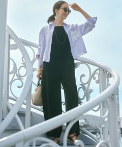 S size ONWARD(小さいサイズ) / エスサイズオンワード サロペット・オールインワン | 【洗える】リネンレーヨンストレッチ スクエアネック オールインワン