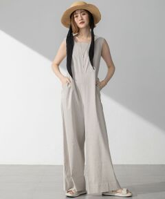 S size ONWARD(小さいサイズ) / エスサイズオンワード サロペット・オールインワン | 【洗える】リネンレーヨンストレッチ スクエアネック オールインワン