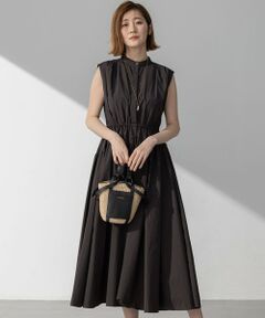 S size ONWARD(小さいサイズ) / エスサイズオンワード ロング・マキシ丈ワンピース | 【洗える/撥水性】ナイロンコットンタフタ ウエストシャーリング ワンピース