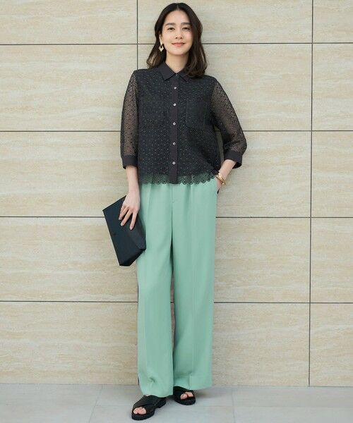 S size ONWARD(小さいサイズ) / エスサイズオンワード その他パンツ | 【SHIHOさんコラボ・洗える】バックサテンジョーゼットワイド パンツ | 詳細9