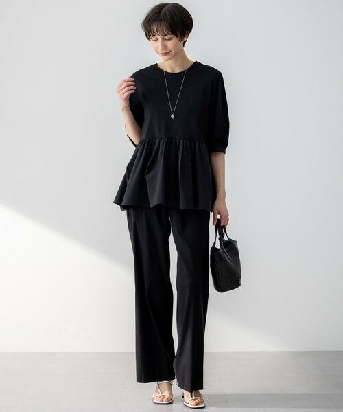 S size ONWARD(小さいサイズ) / エスサイズオンワード その他パンツ | 【洗える】リネンレーヨンストレッチ ドロスト ワイド パンツ | 詳細6