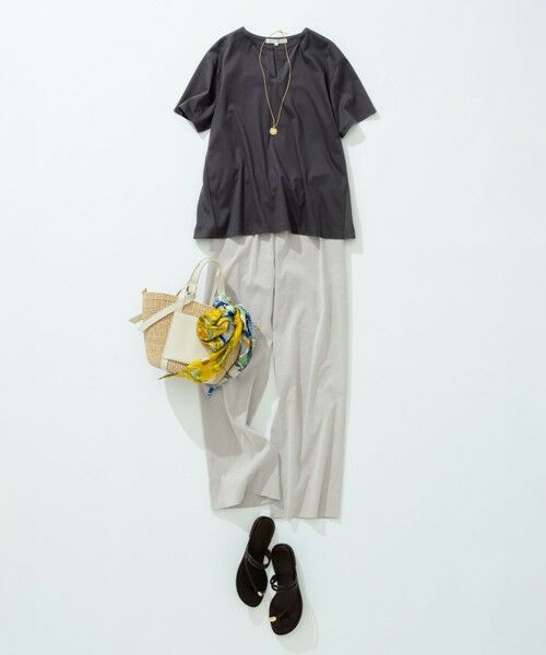 S size ONWARD(小さいサイズ) / エスサイズオンワード その他パンツ | 【洗える】リネンレーヨンストレッチ ドロスト ワイド パンツ | 詳細22