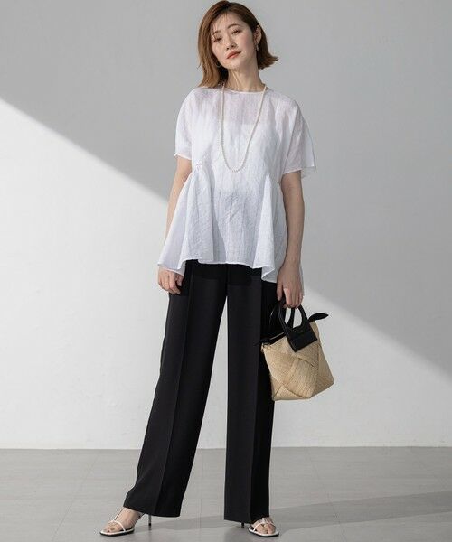 S size ONWARD(小さいサイズ) / エスサイズオンワード その他パンツ | 【接触冷感/UVカット/吸水速乾】ストレッチジョーゼット ワイド パンツ | 詳細4