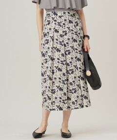 S size ONWARD(小さいサイズ) / エスサイズオンワード ミニ・ひざ丈スカート | 【洗える】リネンライクフラワープリント スカート