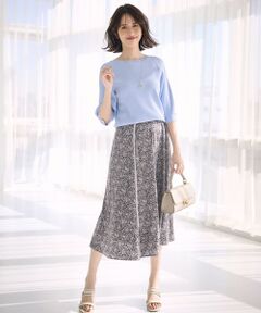 S size ONWARD(小さいサイズ) / エスサイズオンワード ミニ・ひざ丈スカート | 【洗える】ラインポイントフラワー スカート