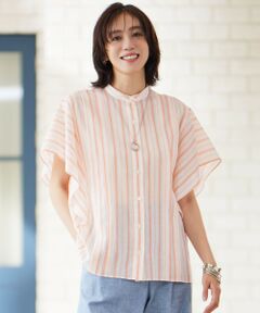 S size ONWARD(小さいサイズ) / エスサイズオンワード シャツ・ブラウス | 【接触冷感・吸水速乾・洗える】ナチュラルリネンフレア袖 シャツ