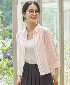 S size ONWARD(小さいサイズ) / エスサイズオンワード シャツ・ブラウス | 【ドラマ「明日はもっと いい日になる」着用】【接触冷感・吸水速乾・洗える】ナチュラルリネンクロップド丈 シャツ