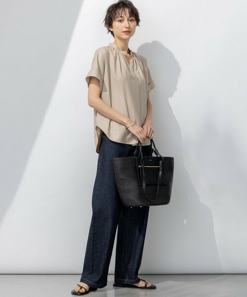 S size ONWARD(小さいサイズ) / エスサイズオンワード シャツ・ブラウス | 【接触冷感/UVカット】ドライスラブストレッチ スキッパー ブラウス | 詳細1