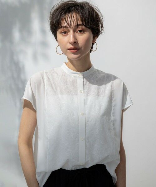 S size ONWARD(小さいサイズ) / エスサイズオンワード シャツ・ブラウス | 【洗える】エンブロイダリー コンビ ブラウス | 詳細1