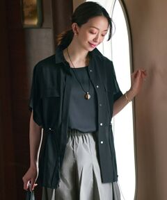 S size ONWARD(小さいサイズ) / エスサイズオンワード シャツ・ブラウス | 【洗える】ライトシアーマットクロス ミリタリーディティール シャツ