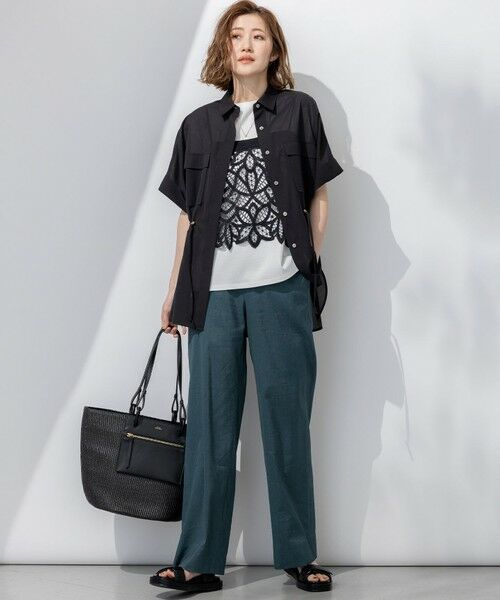 S size ONWARD(小さいサイズ) / エスサイズオンワード シャツ・ブラウス | 【洗える】ライトシアーマットクロス ミリタリーディティール シャツ | 詳細4