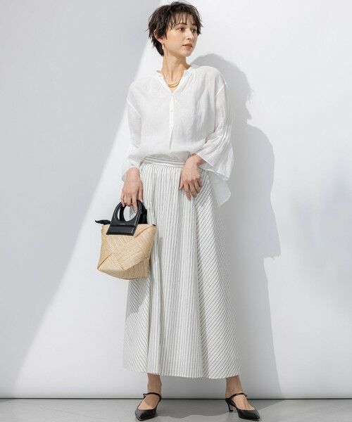 S size ONWARD(小さいサイズ) / エスサイズオンワード シャツ・ブラウス | 【洗える】LIBECO タックスリーブ シャツ | 詳細1