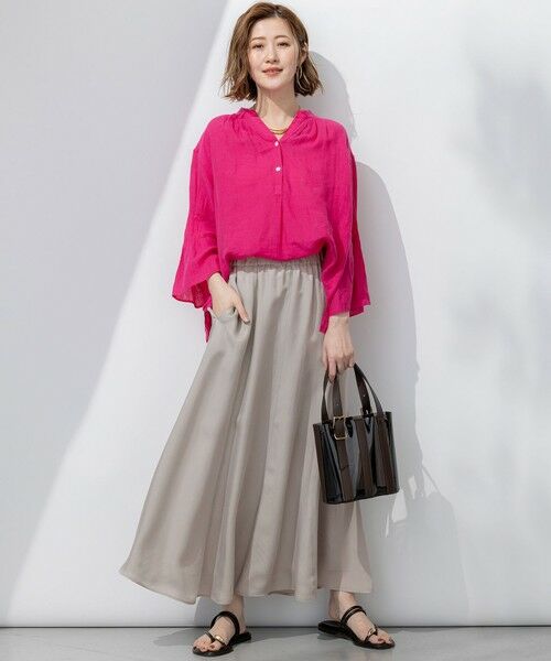 S size ONWARD(小さいサイズ) / エスサイズオンワード シャツ・ブラウス | 【洗える】LIBECO タックスリーブ シャツ | 詳細9