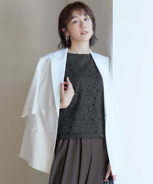 S size ONWARD(小さいサイズ)/エスサイズオンワード 【洗える】ハーフスリーブ ジャケット オフ 32