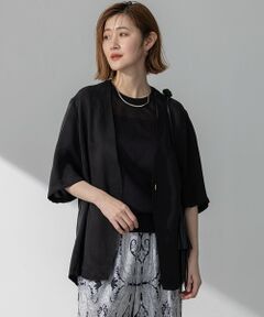 S size ONWARD(小さいサイズ) / エスサイズオンワード ノーカラージャケット | 【接触冷感性/洗える】フィブリルツイル ハーフスリーブ ジャケット