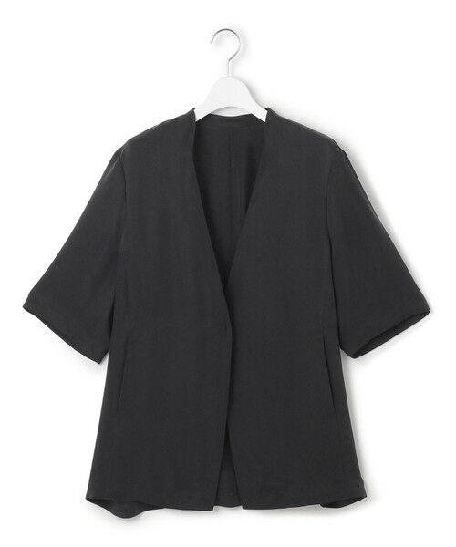 S size ONWARD(小さいサイズ) / エスサイズオンワード ノーカラージャケット | 【接触冷感性/洗える】フィブリルツイル ハーフスリーブ ジャケット | 詳細5