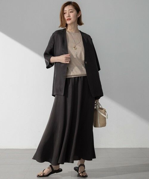 S size ONWARD(小さいサイズ) / エスサイズオンワード ノーカラージャケット | 【接触冷感性/洗える】フィブリルツイル ハーフスリーブ ジャケット | 詳細19