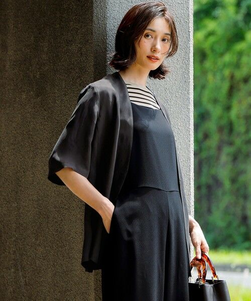 S size ONWARD(小さいサイズ)/エスサイズオンワード 【接触冷感性/洗える】フィブリルツイル ハーフスリーブ ジャケット ダークブラウン系 32