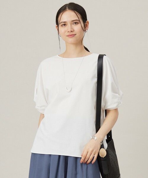 S size ONWARD(小さいサイズ)/エスサイズオンワード 【接触冷感・UVカット・吸水速乾・抗菌防臭・洗える】ハイツイストポンチスリーブディティール カットソー オフ 32