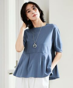 S size ONWARD(小さいサイズ) / エスサイズオンワード カットソー | 【接触冷感・UVカット・吸水速乾・抗菌防臭・洗える】ハイツイストポンチペプラム カットソー