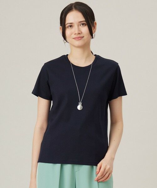 S size ONWARD(小さいサイズ) / エスサイズオンワード カットソー | 【ドラマ「明日はもっと いい日になる」着用】ソフトリブ Tシャツ（ネイビー）