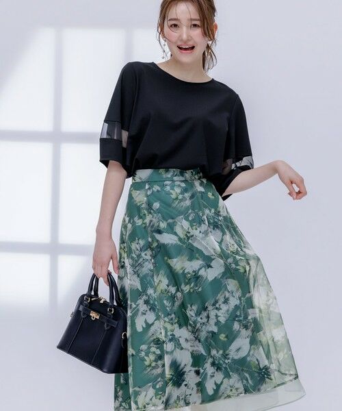 Spring/Summer 【Aqua】袖ボリュームプルオーバー【1236790】 接触冷感】レースボリュームスリーブプルオーバー A/C DESIGN BY