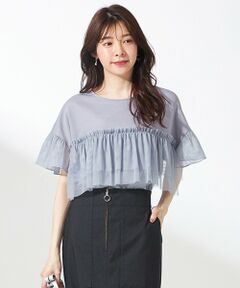 S size ONWARD(小さいサイズ) / エスサイズオンワード カットソー | 【洗える】チュール重ね プルオーバー