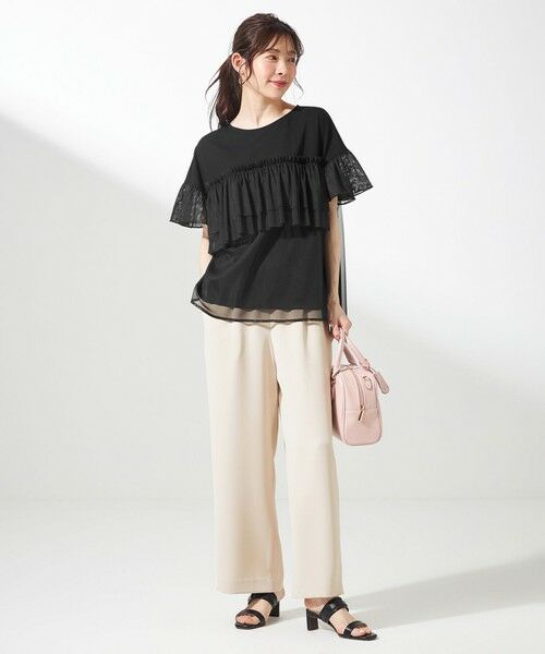 S size ONWARD(小さいサイズ) / エスサイズオンワード カットソー | 【洗える】チュール重ね プルオーバー | 詳細1