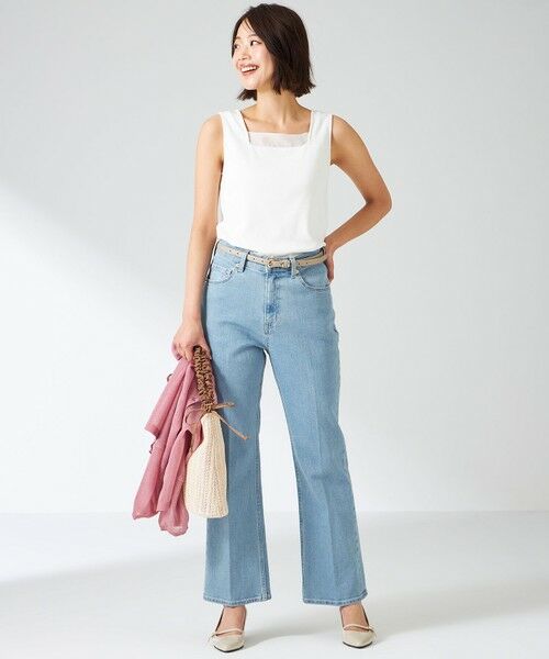 S size ONWARD(小さいサイズ) / エスサイズオンワード タンクトップ | 【洗える】シアーコンビスクエアネック タンクトップ | 詳細5