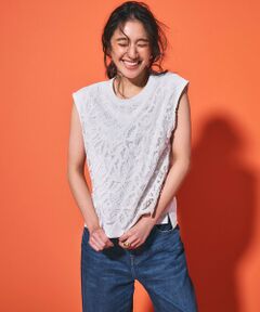 S size ONWARD(小さいサイズ) / エスサイズオンワード カットソー | 【洗える/汗じみ防止加工】エンブロイダリージャージー フレンチスリーブ カットソー