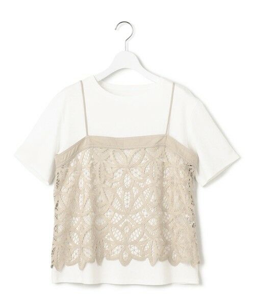 S size ONWARD(小さいサイズ) / エスサイズオンワード カットソー | 【好評につき新色追加/汗じみ防止】エンブロイダリージャージー レースキャミソール付き カットソー | 詳細9