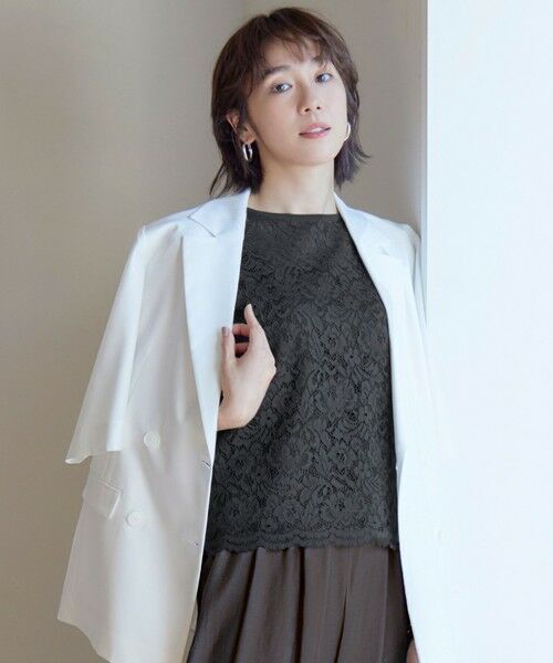 S size ONWARD(小さいサイズ)/エスサイズオンワード 【洗える】クレープストレッチレースコンビ ニット バーント 32 S size ONWARD(小さいサイズ)/エスサイズオンワード 【洗える】クレープストレッチレースコンビ ニット バーント 32