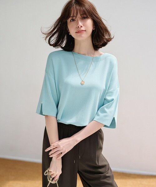 S size ONWARD(小さいサイズ) / エスサイズオンワード ニット・セーター | 【接触冷感・UVカット・洗える】ビューティクールボートネック プルオーバー | 詳細1