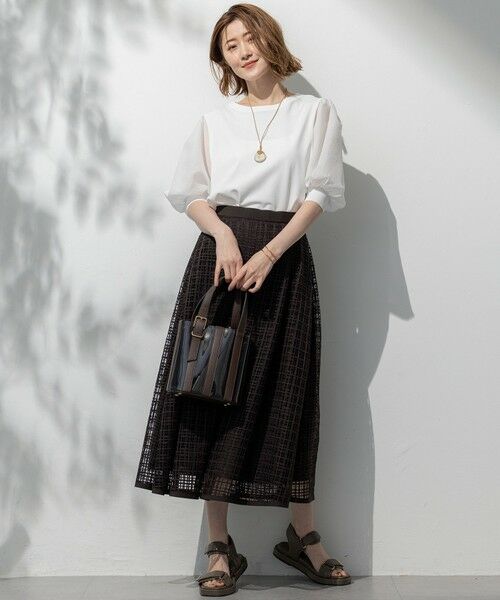 S size ONWARD(小さいサイズ) / エスサイズオンワード ニット・セーター | 【洗える】シアーチェッククロスコンビ ニット | 詳細2